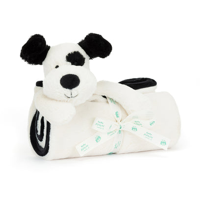 Baby Jellycat tæppe, Bashful hund, sort/creme - 56 cm