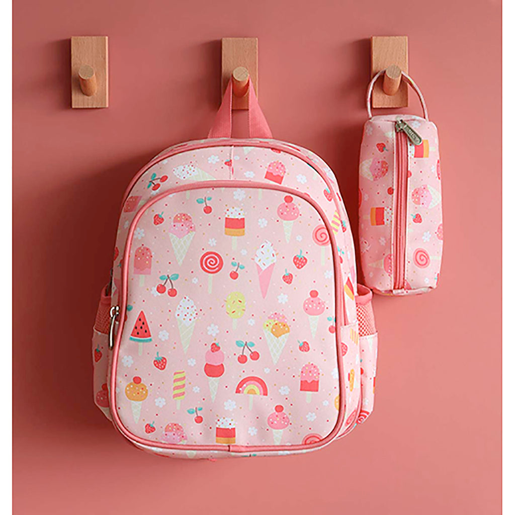 A little lovely company ryggsäck, isolerat framfack – Rosa med glassvåfflor