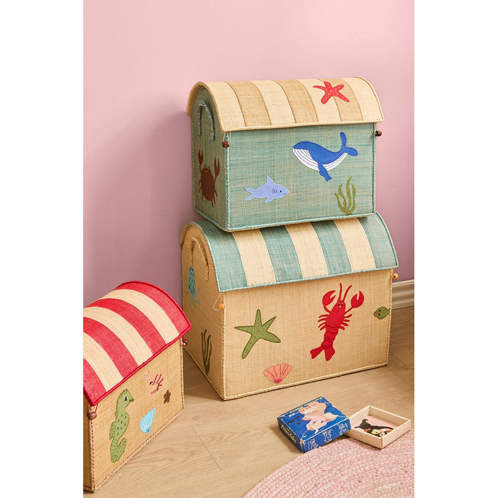 Rice korg med havstema för förvaring