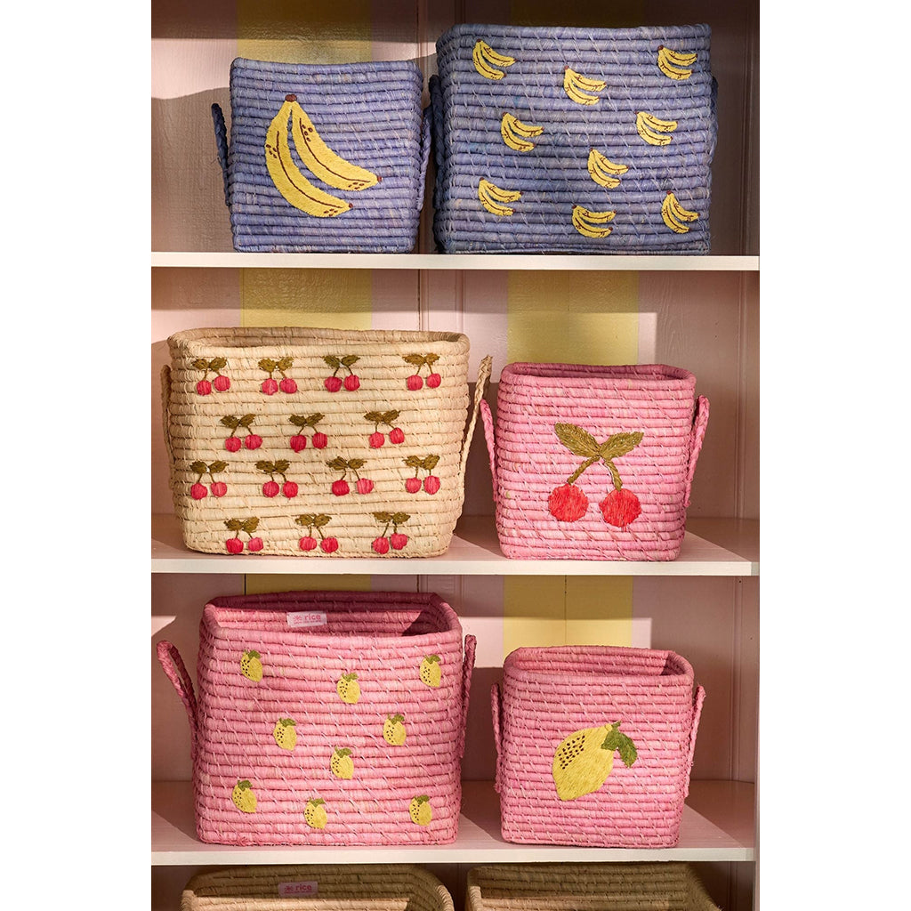 Rice korg med bananmotiv, Blå