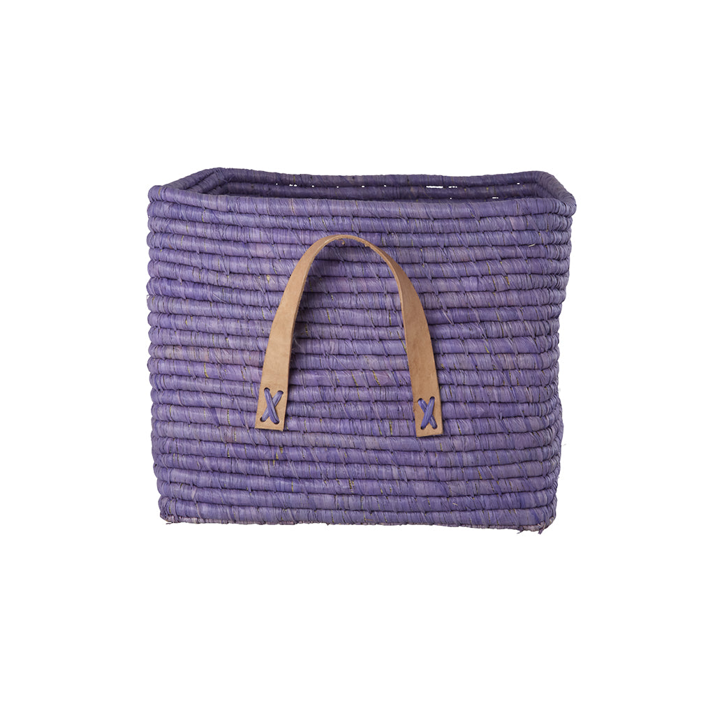 Rice kurv m læderhank, Dark lavender 