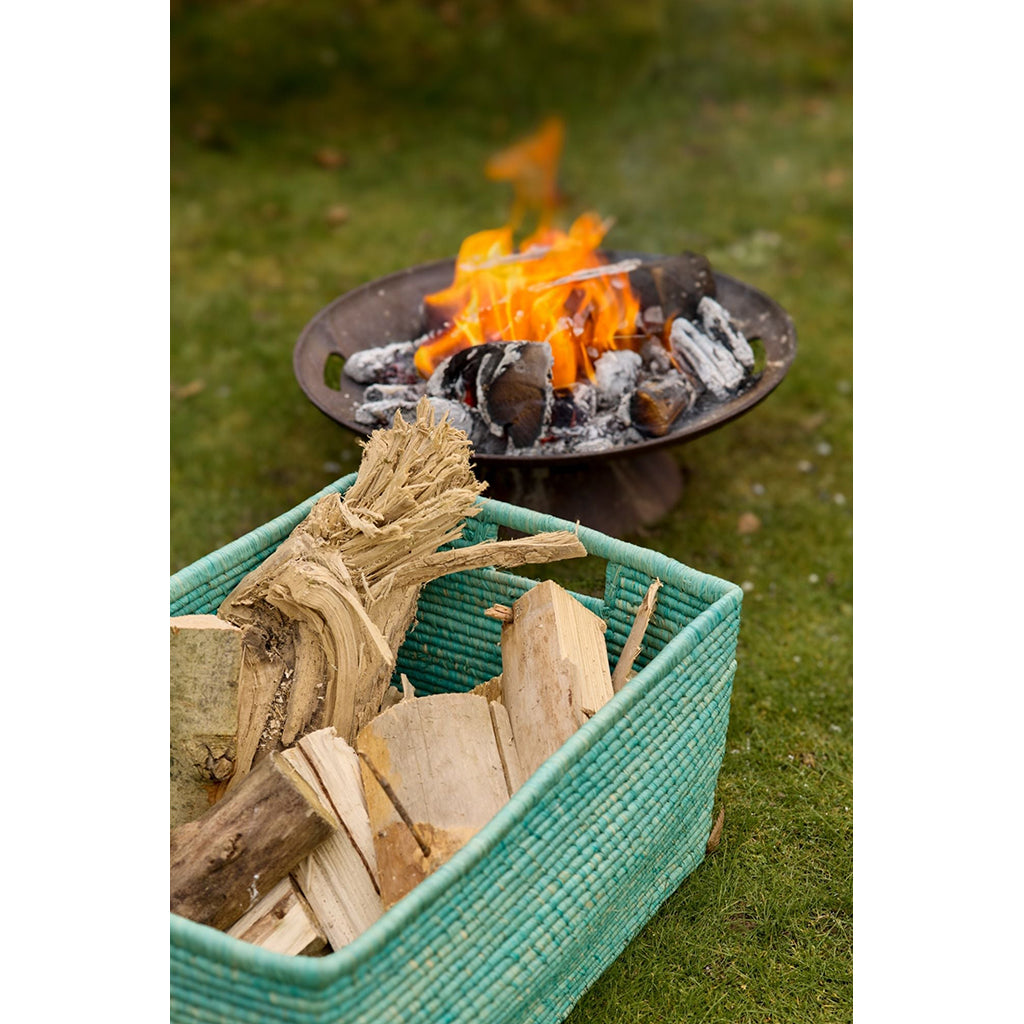 Rice korg med handtag, extra stor, rektangulär raffia-förvaringskorg – Green