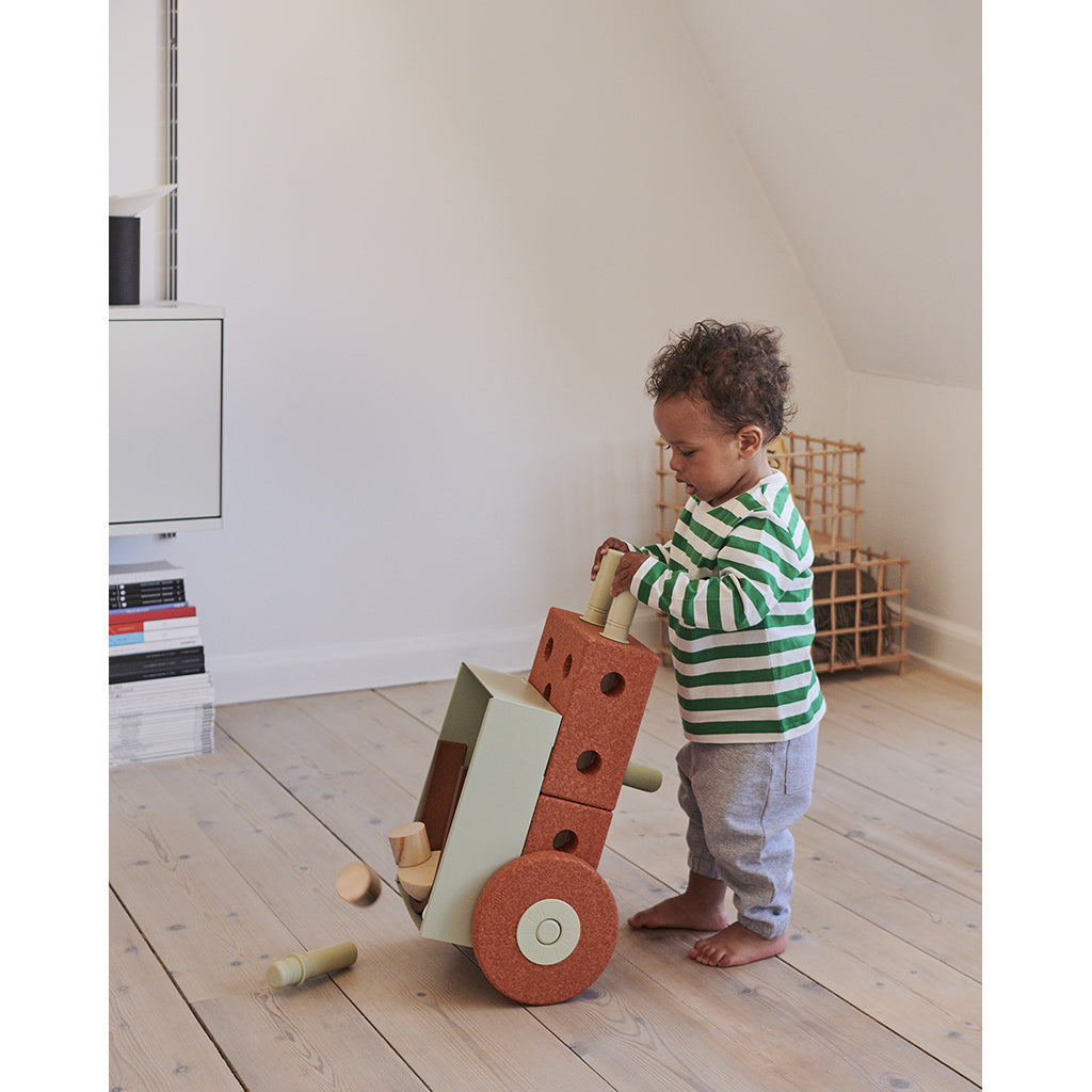 Modu 3-i-1 gåvagn, aktivitetsleksak i skum – Burnt orange/ Dusty green