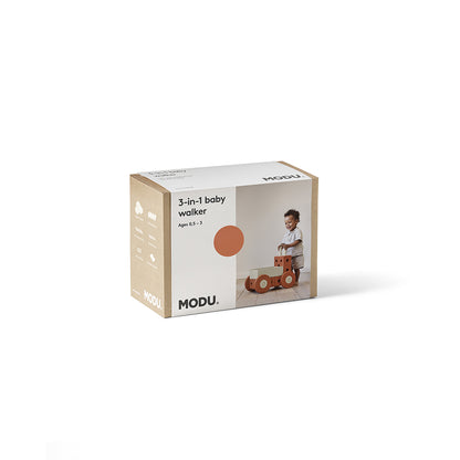 Modu 3-i-1 gåvagn, aktivitetsleksak i skum – Burnt orange/ Dusty green