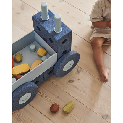 Modu 3-i-1 lära-gå-vagn, aktivitetsleksak i skum - Deep blue/ Sky blue