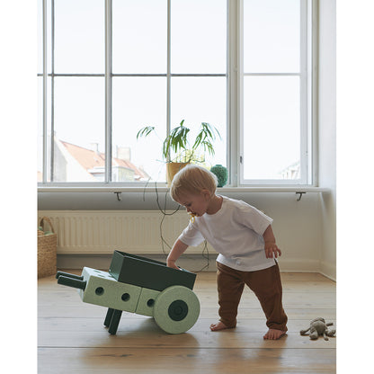 Modu 3-i-1 lära-gå-vagn, aktivitetsleksak i skum - Ocean mint/Forest green