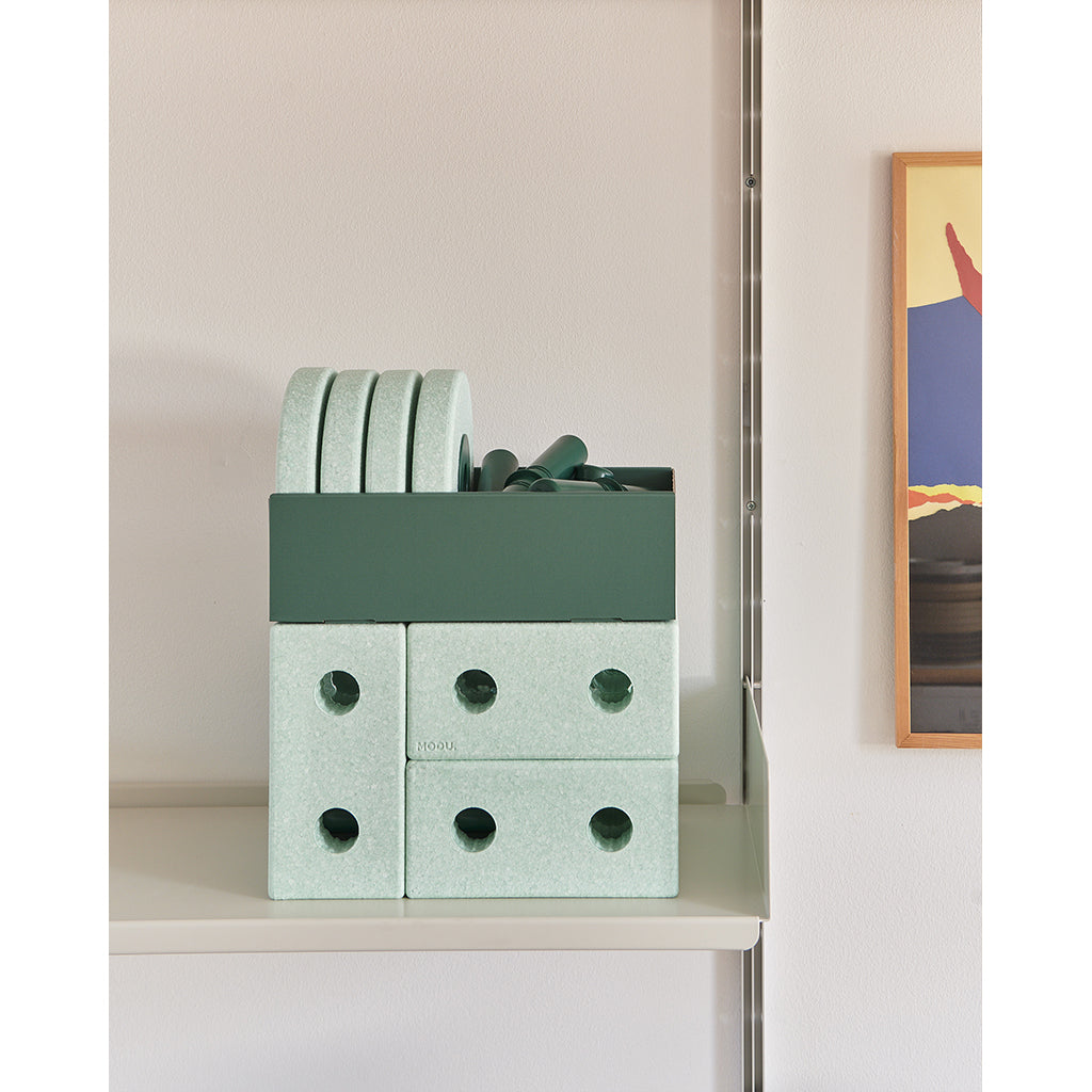 Modu 3-i-1 lära-gå-vagn, aktivitetsleksak i skum - Ocean mint/Forest green