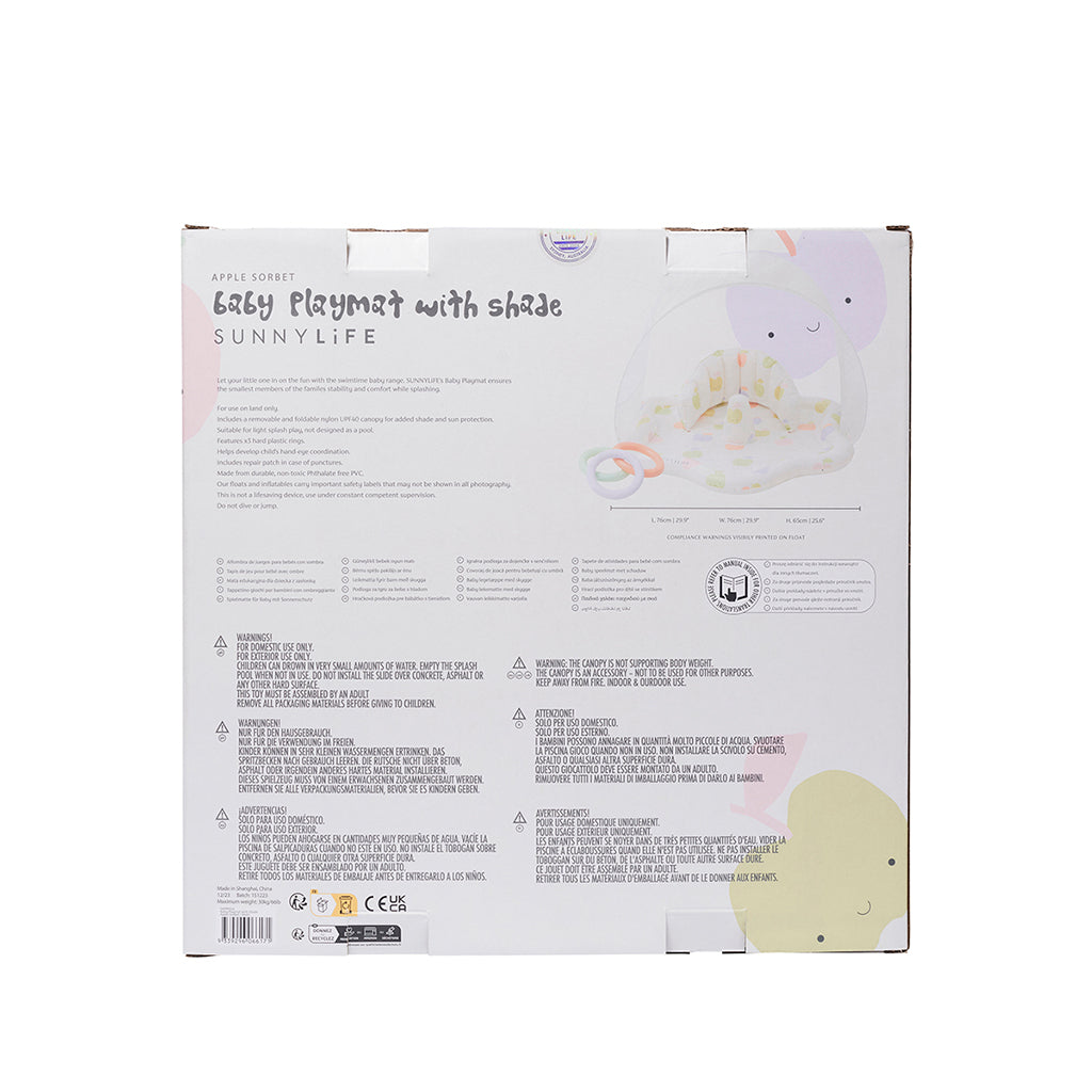 Sunnylife uppblåsbart babylektäcke med solskydd, Apple sortbet multi