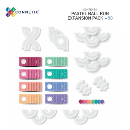 Connetix magnetiskt byggset, Ball Run Expansion Pack, 80 delar - Pastell