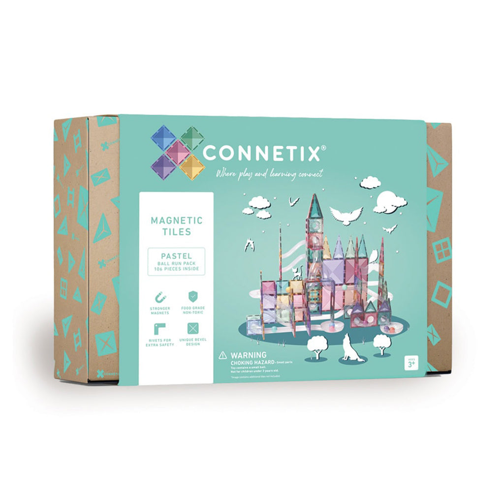 Connetix magnetiskt byggset, Ball Run Pack, 106 delar - Pastell