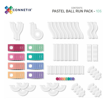 Connetix magnetiskt byggset, Ball Run Pack, 106 delar - Pastell