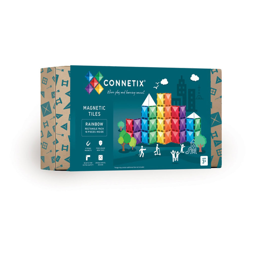 Connetix magnetiskt byggset, Rectangle Pack - 18 delar - rainbow