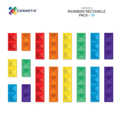 Connetix magnetiskt byggset, Rectangle Pack - 18 delar - rainbow