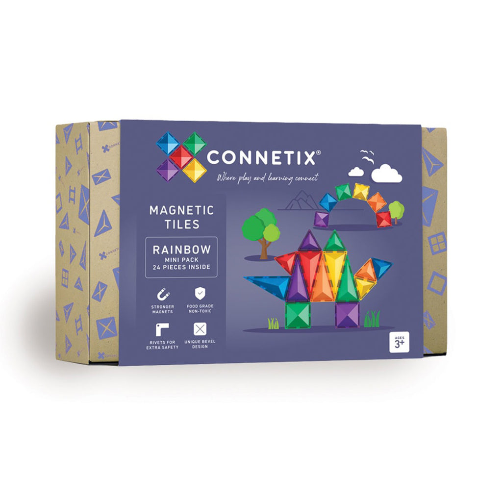 Connetix magnetiskt byggset, Mini Pack, 24 delar - Rainbow