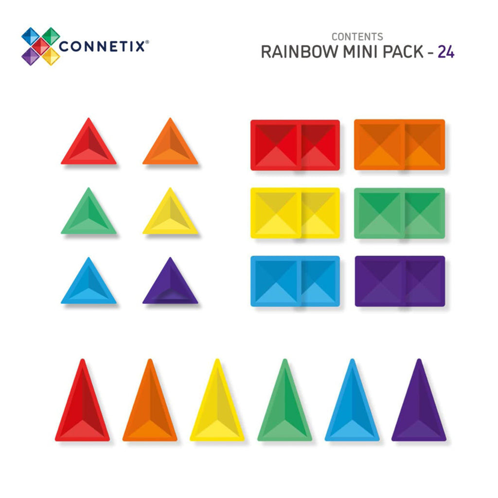 Connetix magnetiskt byggset, Mini Pack, 24 delar - Rainbow