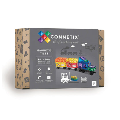 Connetix magnetiskt byggset, Transport Pack, 50 delar - Rainbow