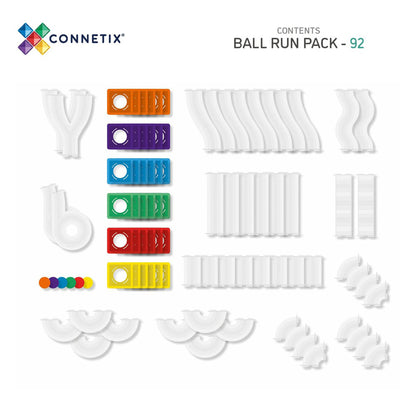 Connetix magnetiskt byggset, Ball Run, 92 delar - Rainbow