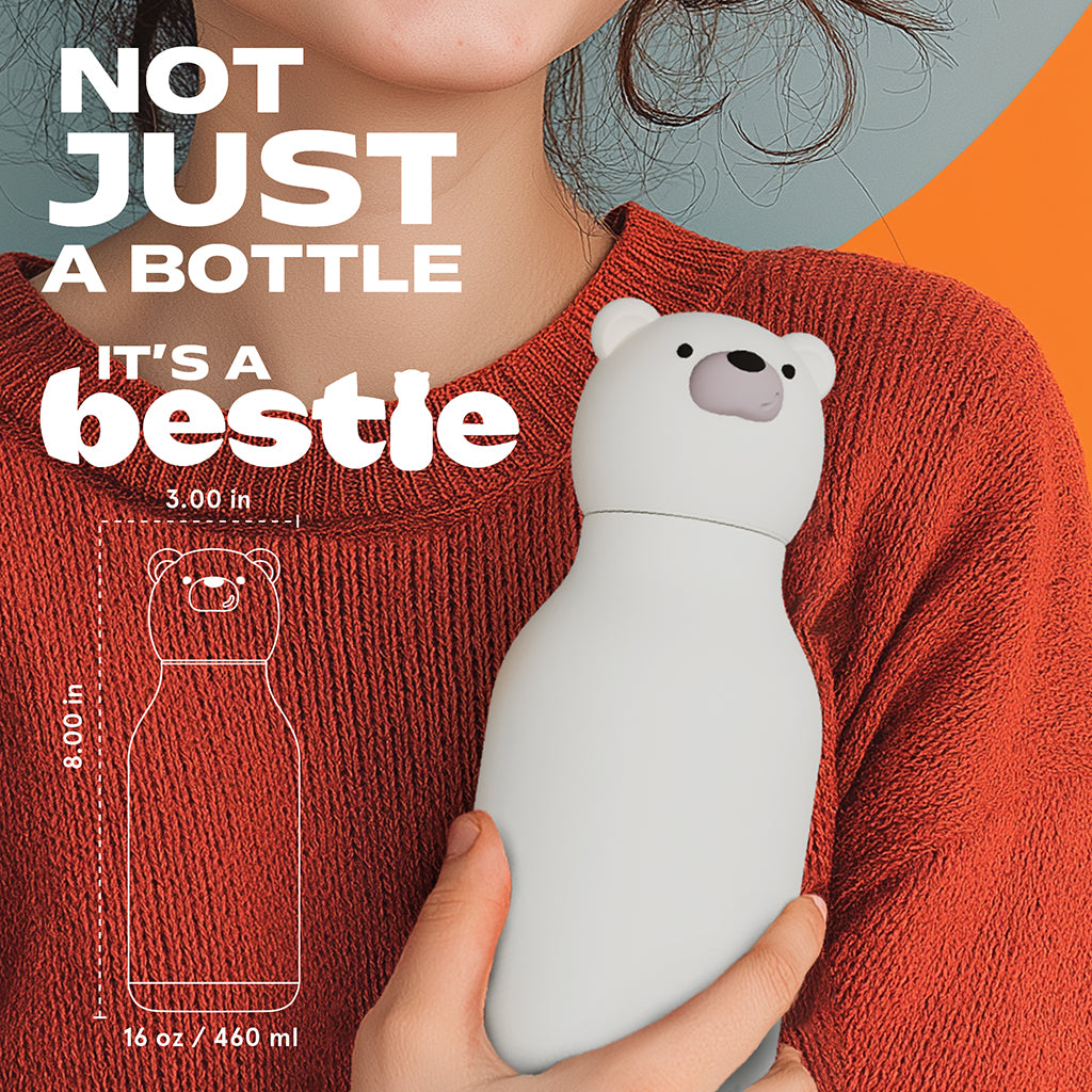 Asobu Bestie Animal termo dryckesflaska, 460 ml. - Isbjörn