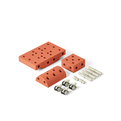 Modu byggleksak i skum, Curiosity-set, 14 delar – Burnt Orange/Dusty Green