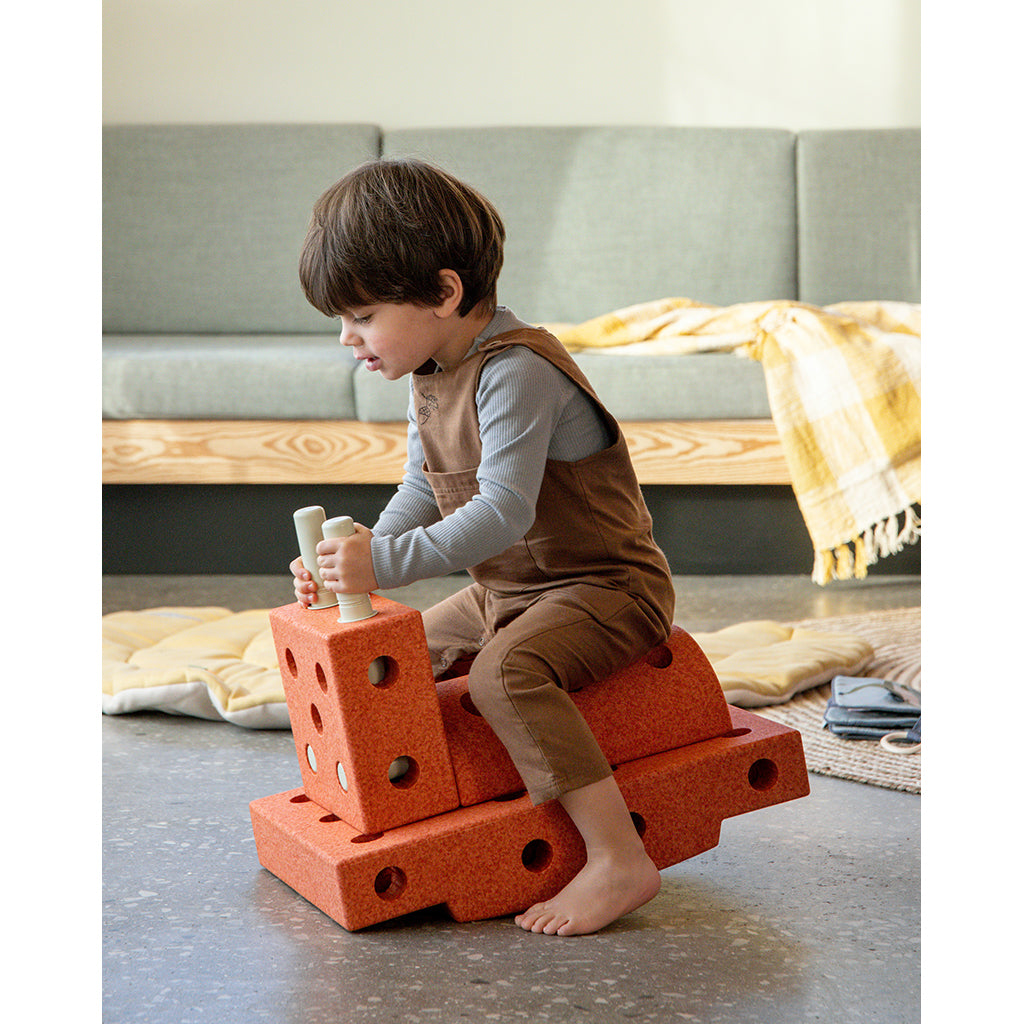 Modu byggleksak i skum, Curiosity-set, 14 delar – Burnt Orange/Dusty Green