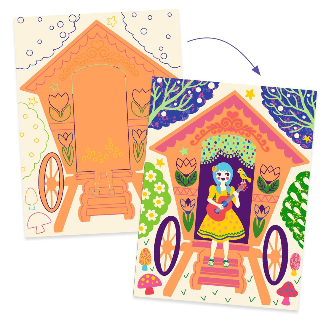 Djeco Kreativ Scratch, Skøre huse DJ09713