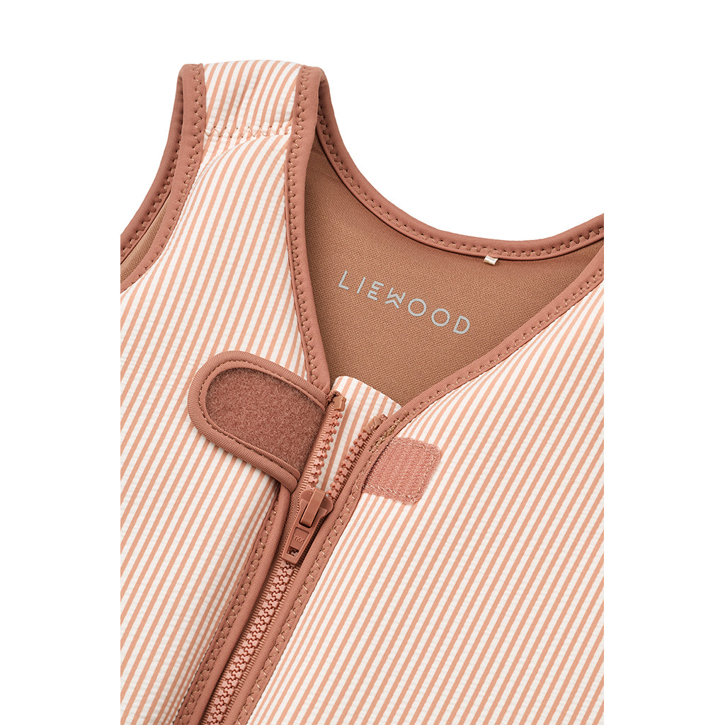 Liewood Dove flytväst i bäck-och-våg, Stripe pale tuscany/creme de la creme - flera str.