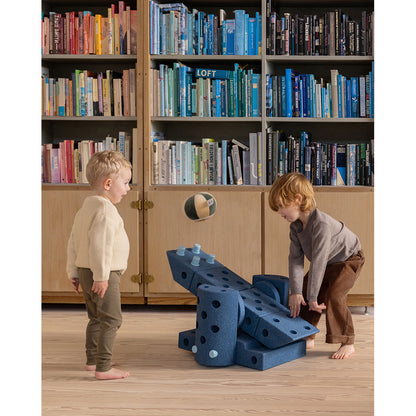 Modu byggleksaker i skum, Dreamer set, 33 delar - Deep blue/ Sky blue