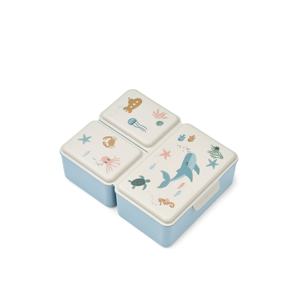 Liewood Driss 3-facks lunchlåda i silikon - Sea creature/Sandy