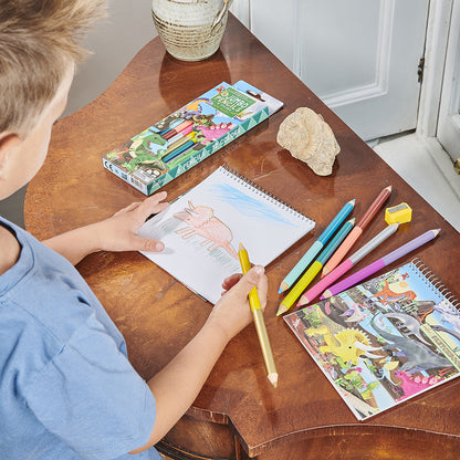 eeBoo 6 dubbla färgpennor jumbo, Dinosaurie