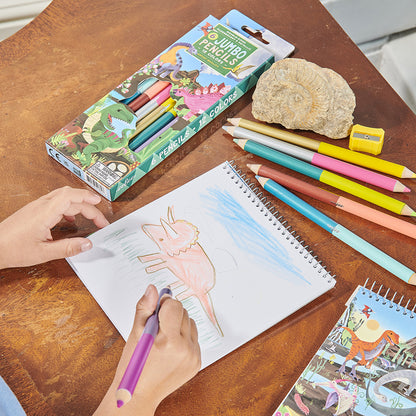 eeBoo 6 dubbla färgpennor jumbo, Dinosaurie