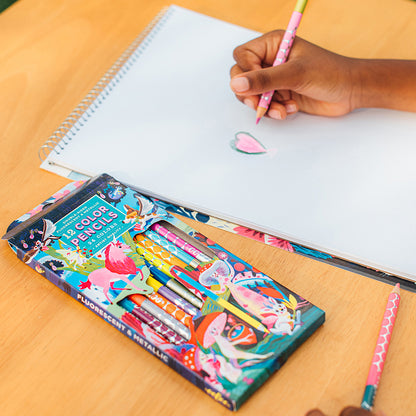 eeBoo 12 dubbla färgpennor, Neon Metallic - Magiska varelser