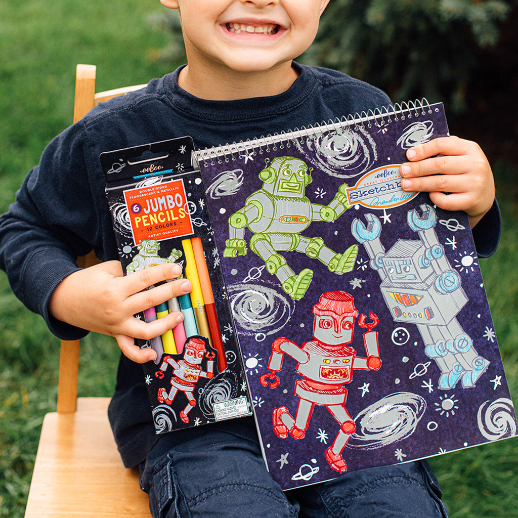 eeBoo 6 dubbla färgpennor jumbo, Robot