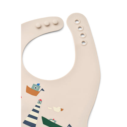 Liewood 2-pack haklapp i silikon med ficka, Sailing/Sandy