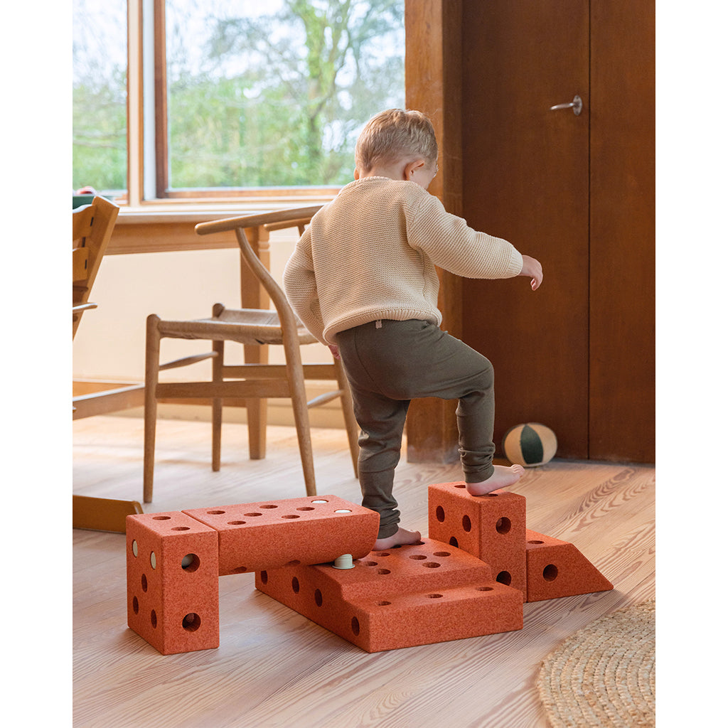 Modu byggeleksaker i skum, Explorer set, 20 delar – Burnt orange/Dusty green