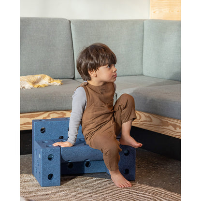 Modu byggleksak i skum, Explorer set, 19 delar - Deep blue/ Sky blue