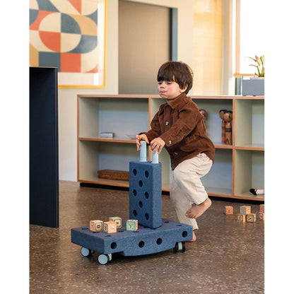 Modu byggleksak i skum, Explorer set, 19 delar - Deep blue/ Sky blue