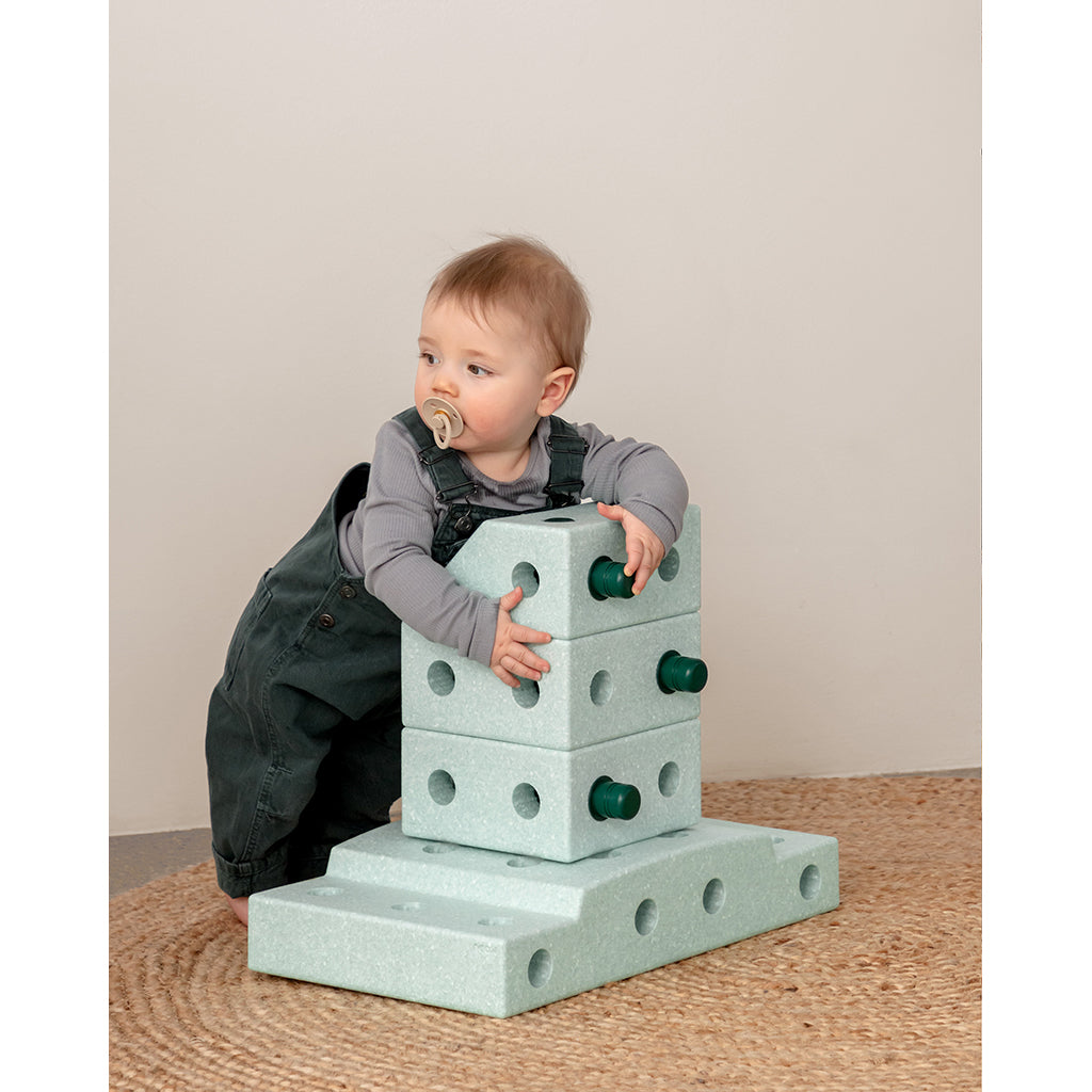 Modu byggleksak i skum, Explorer set, 19 delar - Ocean Mint/ Forest Green