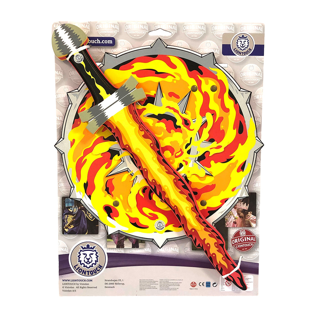 Liontouch Riddarset med flamdekorerad sköld och svärd