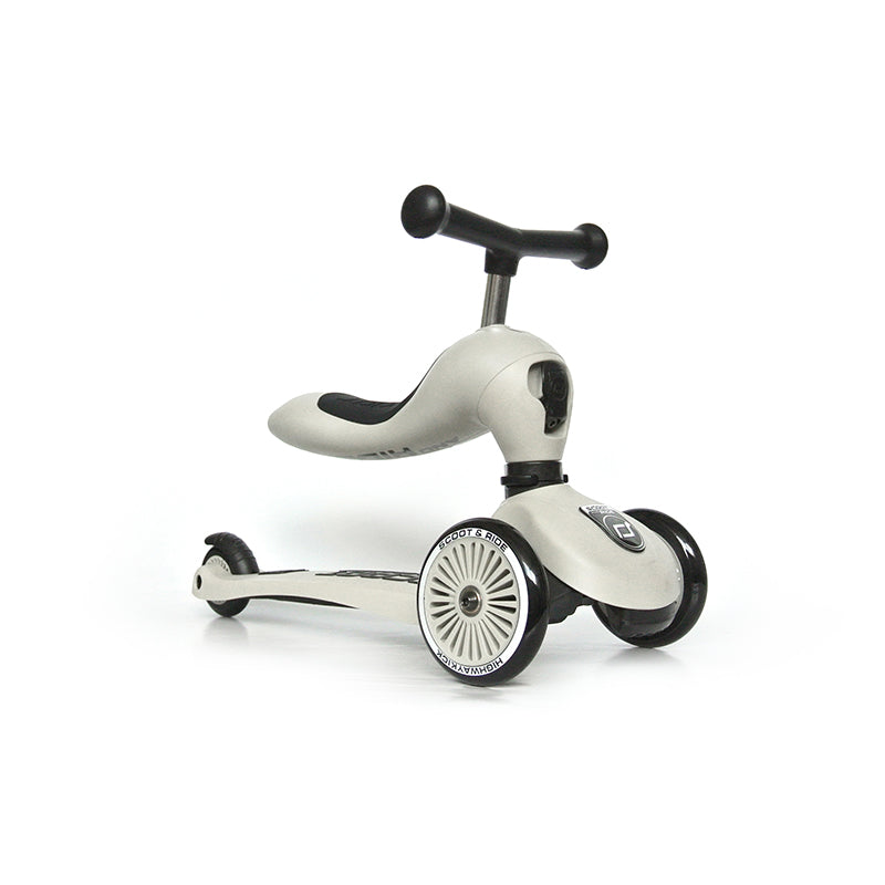 Scoot and Ride, Highway Kick 1, Push &amp; Go sparkcykel med skjutstång - Ash