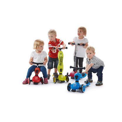 Scoot and Ride, Highway Kick 1, Push &amp; Go sparkcykel med skubbtang - Wildberry