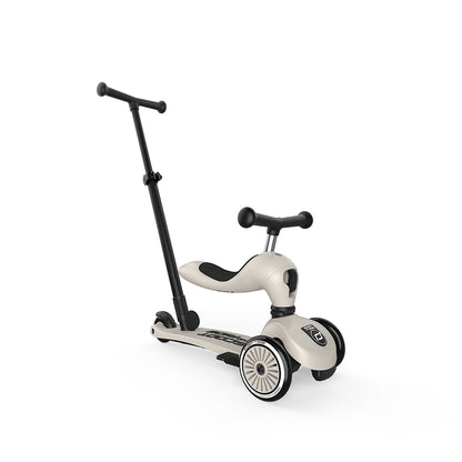 Scoot and Ride, Highway Kick 1, Push &amp; Go sparkcykel med skjutstång - Ash