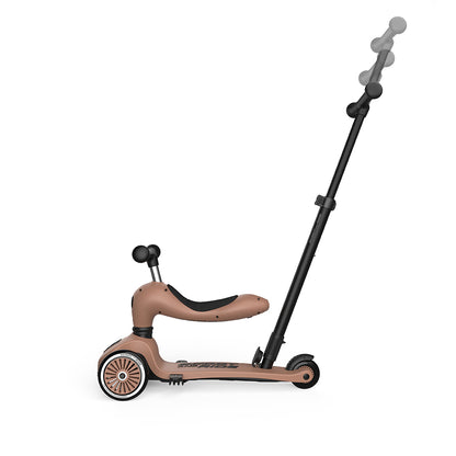 Scoot and Ride, Highway Kick 1, Push &amp; Go sparkcykel med skjutstång - Mocha