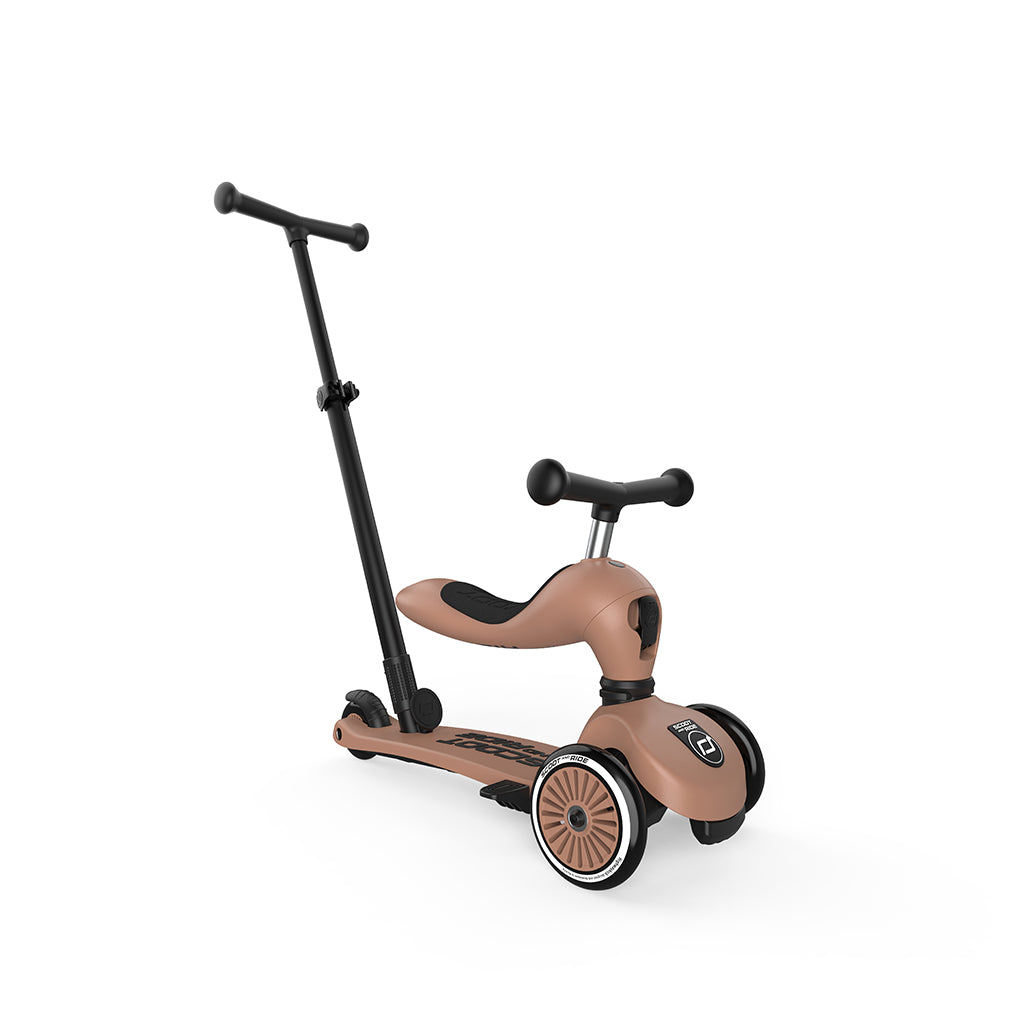 Scoot and Ride, Highway Kick 1, Push &amp; Go sparkcykel med skjutstång - Mocha