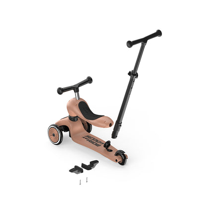 Scoot and Ride, Highway Kick 1, Push &amp; Go sparkcykel med skjutstång - Mocha