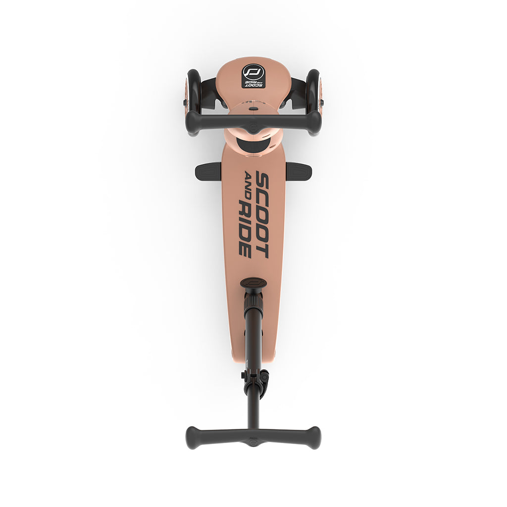 Scoot and Ride, Highway Kick 1, Push &amp; Go sparkcykel med skjutstång - Mocha