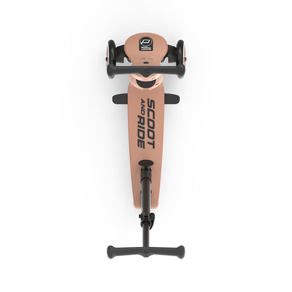 Scoot and Ride, Highway Kick 1, Push &amp; Go sparkcykel med skjutstång - Mocha