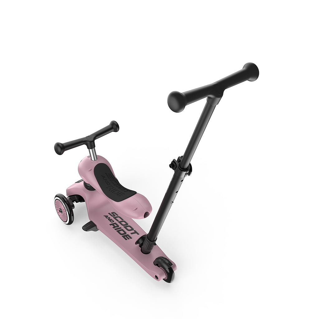 Scoot and Ride, Highway Kick 1, Push &amp; Go sparkcykel med skubbtang - Wildberry