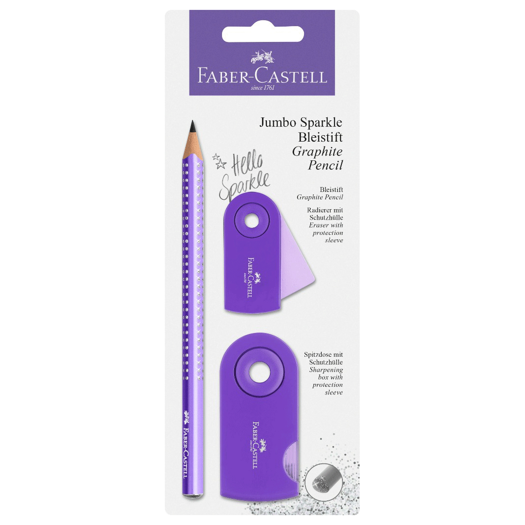 Faber-Castell 3-i-1 Jumbo Sparkle-set, Lila glitter
