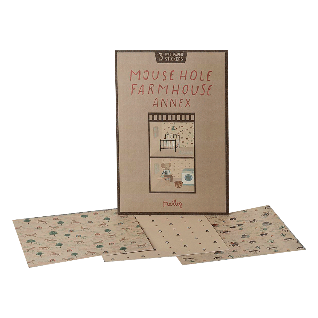Maileg tillbehör för möss, Tapet-klistermärken för Mose hole farmhouse - Anex 3 st.