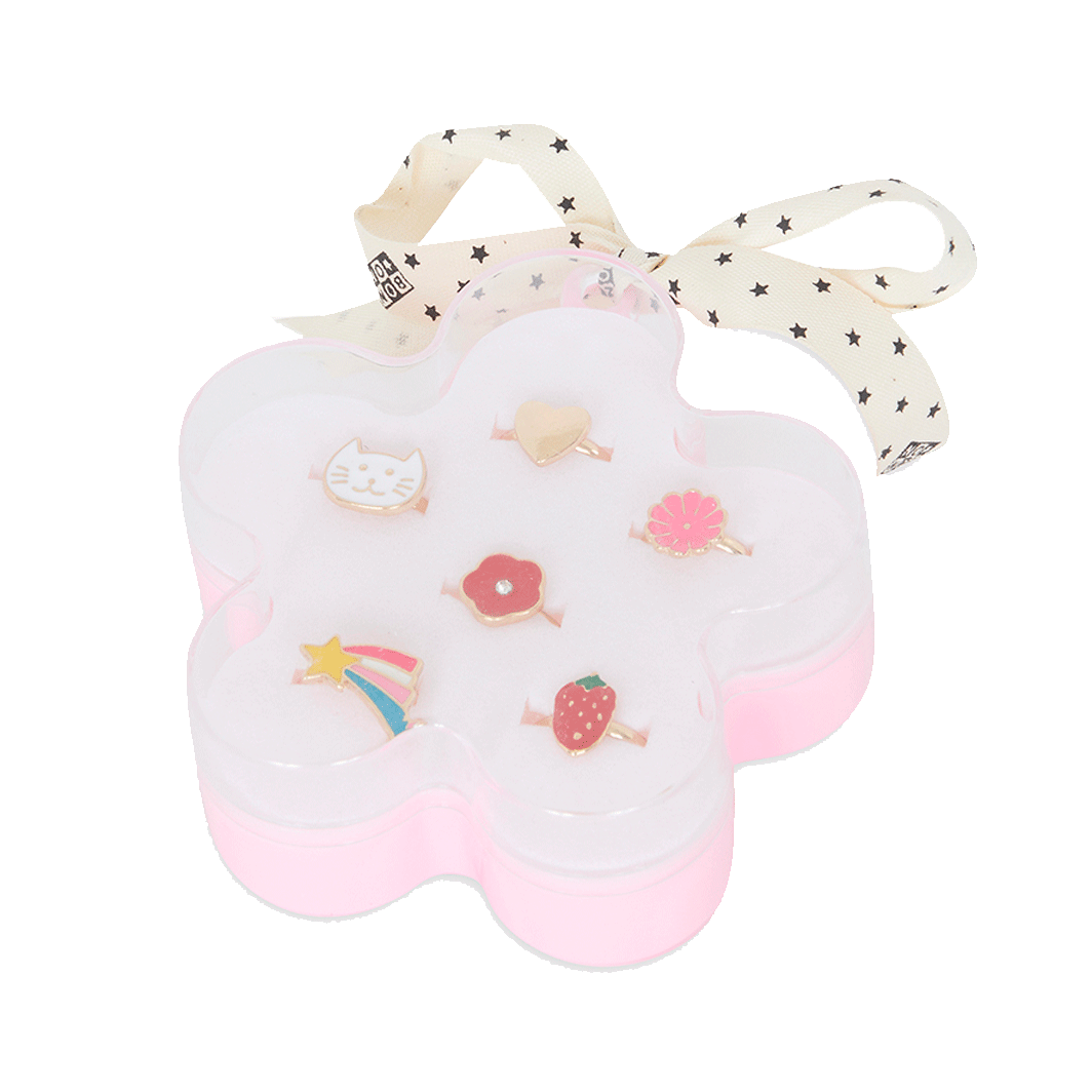 Bonton ringar för barn i blomsterask